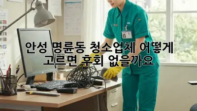 안성 명륜동 청소업체, 어떻게 고르면 후회 없을까요?